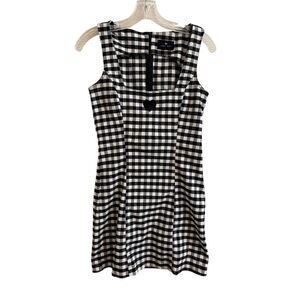 Lazy Oaf Gingham Heart Black & White Sleeveless Mini Dress Size Small